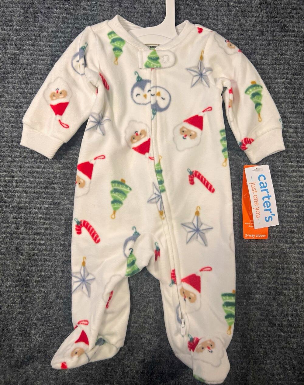 Carter’s Just One You 3M Christmas Fleece Footed Sleeper 2-Way Zip NWT
